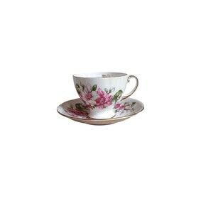 Royal Standard "Ramona" Cup & Saucer w/ Pink Azaleas Fine Bone China England